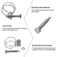 10Pcs Double Wire Hose Clamp 24-27mm Adjustable Hose Clip with M6 Bolt