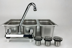 Concession Sink 3 Compartment Portable Food Truck 3 Small w/ Faucet Drain Traps