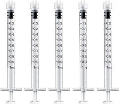 20 Pack 1ml Luer Lock Syringes without Needle Liquid Measuring Lab Dispensing