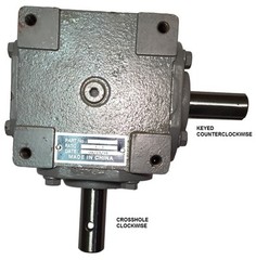 40 HP Right Angle Bevel Gearbox w/Crosshole & Keyed Shaft CW/CCW 1:1