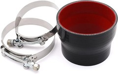 Straight ID 3.5 to 4 inch Black Silicone Reducer Coupler with 2 T-Bolt Clamps…