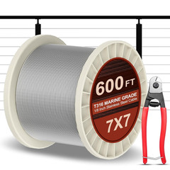 600FT 1/8″ Stainless Steel Cable with Cutter, T316 Marine Grade, Stainless Steel