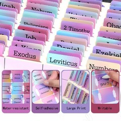 Laminated Bible Tabs for Women&Men，75 pcs Large Print for Bible Study,Rainbow…