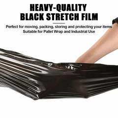 12 Rolls 5″ x 1000FT 80 Gauge BLACK Stretch Shrink Film Hand Wrap With Handle