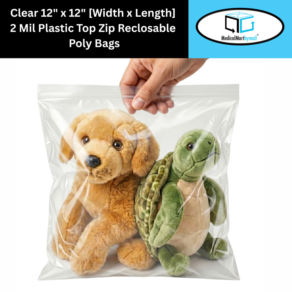 Clear Reclosable Bags 12″x12″ 2Mil Top Seal Jewelry Plastic Polybags 4000 Pieces