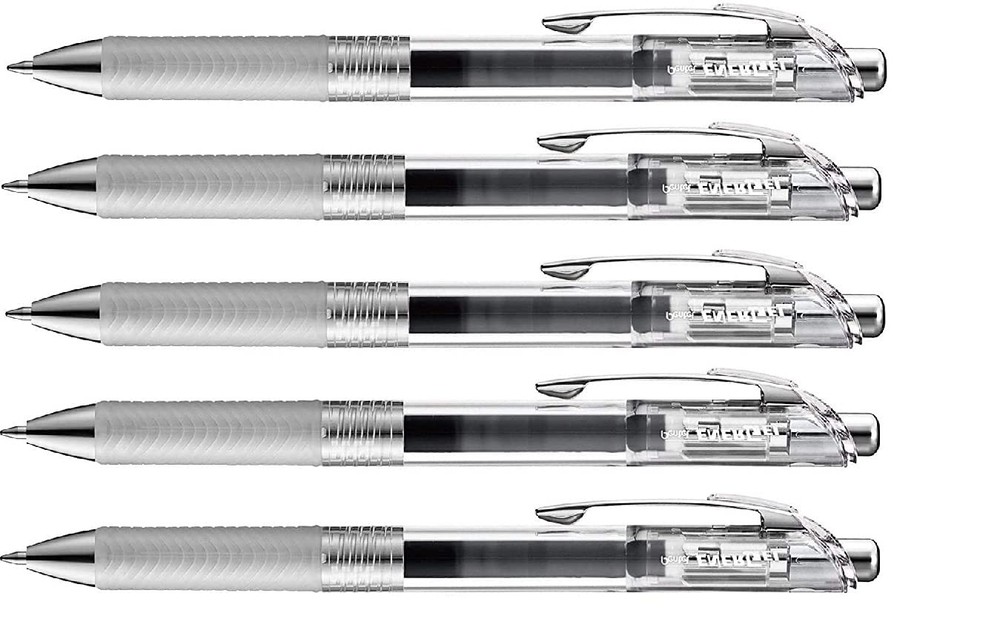 Pentel Energel Infree Gel Ink Ballpoint Pen Pack of 5 Black Smooth Writing