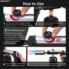 Powerful Propane Torch Gun with One-Tap Max Power & Safety Lock, Adjustable F…