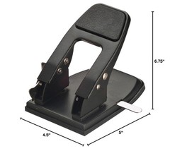 Sleek Black Heavy Duty 2-Hole Punch – Ergonomic, Compact, 5-Sheet Capacity