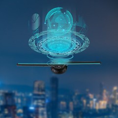 3D 1080P LED Holographic Fan Hologram Fan Projector Light RGB Sign Bar w/Control