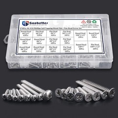 #6 #8 #10 #12 Phillips Self Tapping Screw Set Flat/Pan Head Stainless Screws kit
