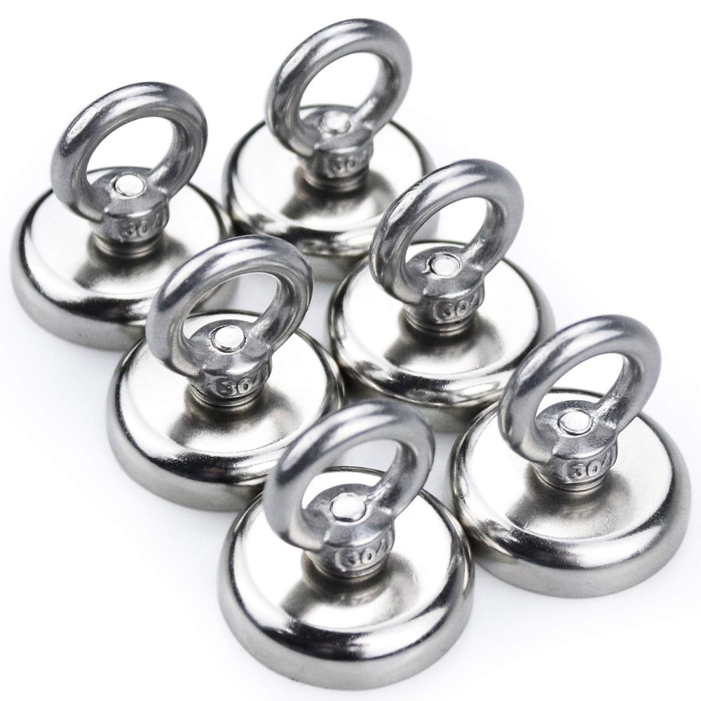 Neodymium Fishing Magnets 6 Pack, 100 lbs(45KG) Pulling Force Rare Earth Magnet