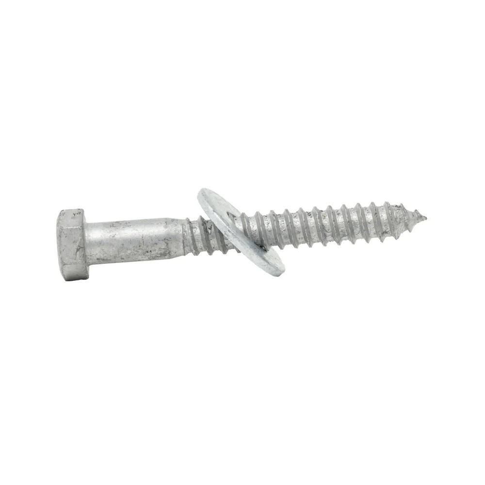 1/2″ x 3″ Hot Dipped Galvanized Lag Screws w/Flat Washers, Grade A, Quantity 50