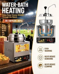 Warmer Cheese 7.4Qt Pump 5 Level Temperature Stainless Steel WantJoin Nacho