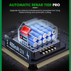 Cordless Rebar Tying Gun with 2x2000mAh Batteries, Automatic Rebar Tier Tool for
