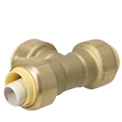 2) 1/2″ Push-Fit Tee w. 1 Free Removing Clip, Lead Free Brass