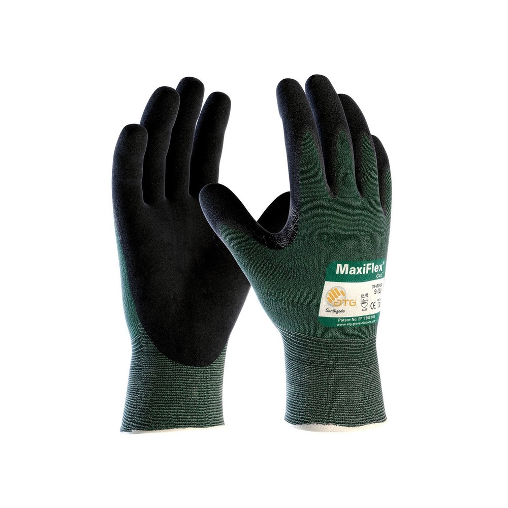 ATG 34-8743/L MaxiFlex Cut – Black Micro-Foam Nitrile Coated Palm And Fingers…