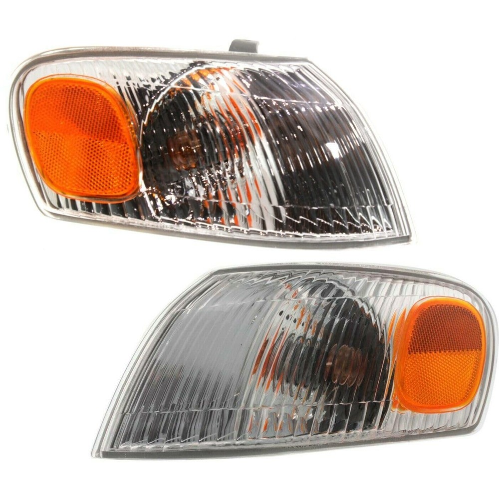 2pc Clear/Amber Corner Light Lens w/Bulb/Socket for Toyota Corolla