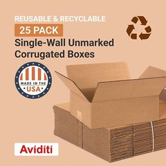AVIDITI Shipping Boxes Medium 12″L x 9″W x 4″H, 25-Pack | Corrugated Cardboar…