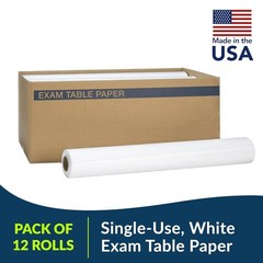 Medical Exam Table Paper White 21x125ft 12 Rolls Hygiene Barrier