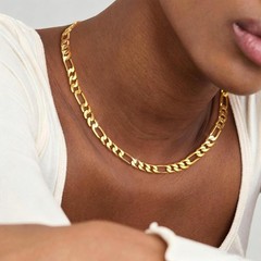6mm Gold Figaro Link Chain Necklace for Men ＆ Women，14K Gold Chain