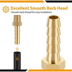 KOOTANS 4pcs Brass Hose Barb Fittings 1/4″ Hose Barb to 1/8 NPT Male Thread Air