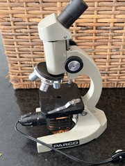 Vintage PARCO Monocular Compound Microscope 13″ Electric Illuminated Working