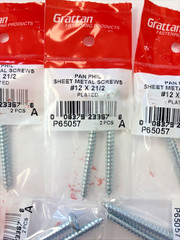 #12 x 2-1/2 Grattan Pan PHIL Sheet Metal Screws P65057 (10 pc pack)