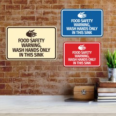 Classic Framed Food Safety Warning, Wash Hands Only In This Sink