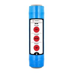 4 Rolls Pre-Stretch Hand Wrap Plastic Shrink Film Blue 17″ x 1476′