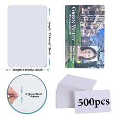 500 Pack Blank White PVC ID Cards – CR80 30 Mil Plastic Cards for Photo ID Badge