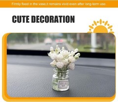3 PCS Mini Flower Car Dashboard Decor, Cute Daisy Cherry Blossom Jasmine Vase Or