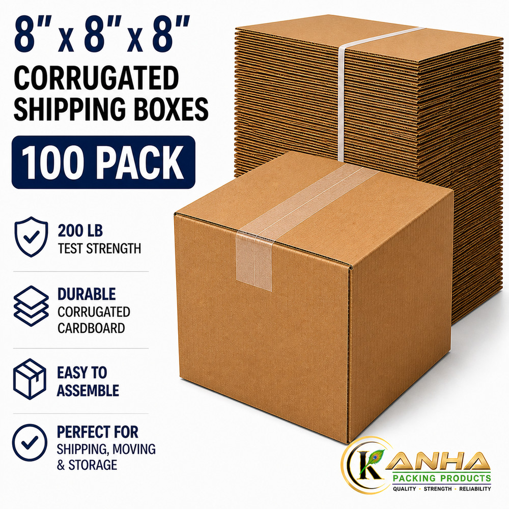 8x8x8 Shipping Boxes 100 Pack 200 lb Test Heavy Duty Corrugated Boxes