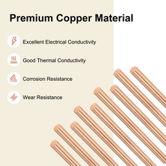 2-Pack Copper Round Rod 4mm x 250mm T2 Copper Stock