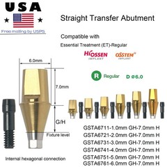 Dental Straight Ti Cemented Abutment Regular Hex Conical W/Screw fit Hiossen ET