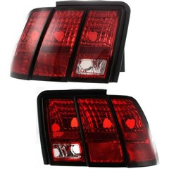 Tail Light Assembly Pair Red Clear Lens Mustang 1999-2004 Without Bulb Rear
