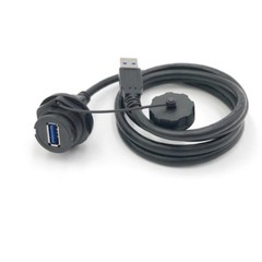 USB 3.0 Type A Panel Mount Connector Female Socket w/40″ Cable Waterproof IP67