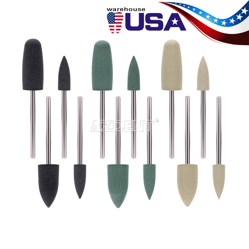 12pcs/kit Dental SILICONE Polishers Polishing Burs Resin Base Acrylic 2.35mm