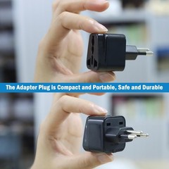 2 Pack US to Argentina Uruguay Brazil Australia Travel Adapter Plug Black