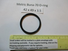 42mm ID x 49mm OD x 3.5mm thick O-ring. Buna-70. Quan 1.