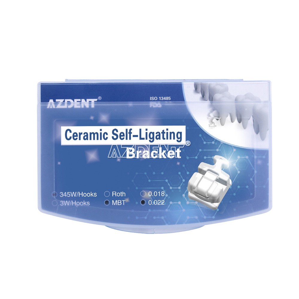 Dental Orthodontic Passive Self-ligating Ceramic Brackets Brace MBT 022 Hook 345