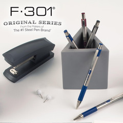 Zebra Pen F-301 Ballpoint Blue Ink Fine Point 0.7Mm Pen, Easy-Glide Ink, Stainle