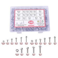 M5 M6 M8 Flanged Bolts and Nuts Kit 240 PCS Stainless Steel Metric Assortment