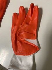 🌿 Firm Grip White/orange Nitrile Coated Gloves, 4 Pairs, 🆕 With Defects