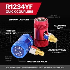 R1234yf Quick Coupler & Can Tap Kit for Car AC Repair SelfSealing Tools
