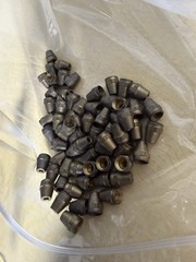 65 Pcs- Plumbing Tube Coupling 3/8 Brass – unsure nut 3/16 copper alloy