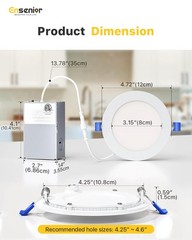 Ensenior 1 Pack 4 Inch LED 4 Inch, 5000k/4000k/3500k/3000k/2700k – 5cct White