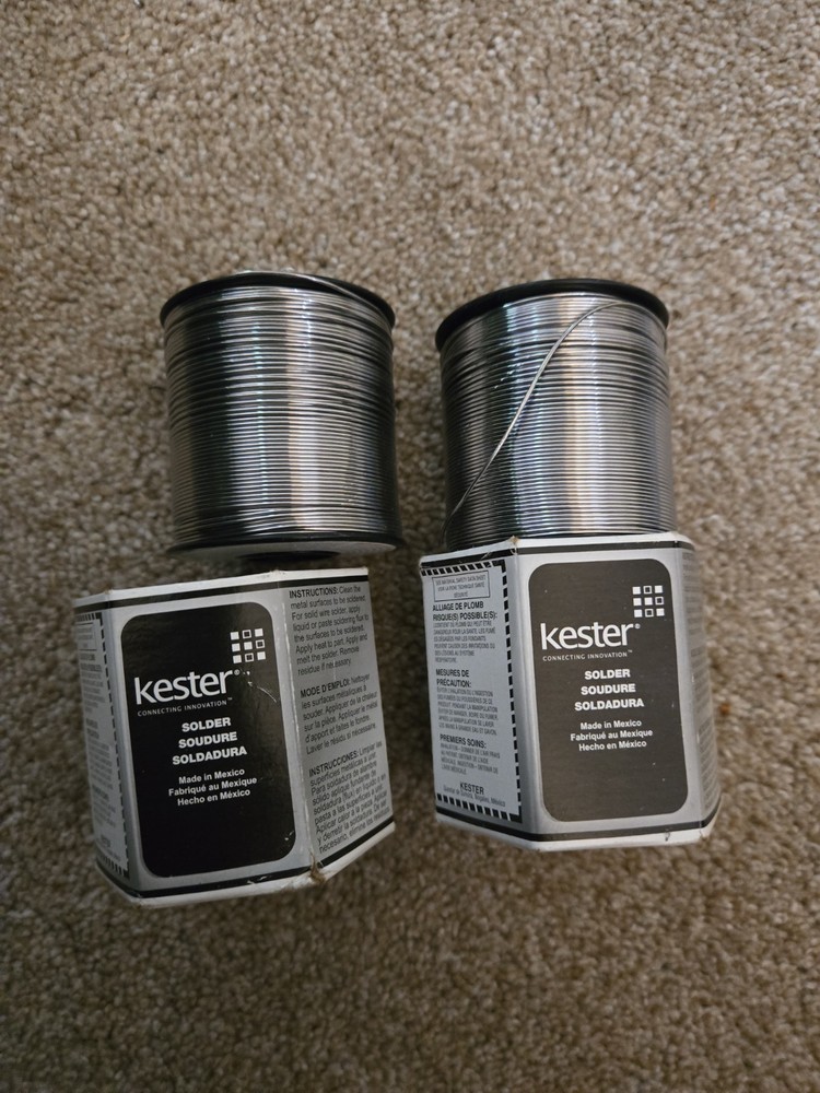 2 New Rolls, Kester Wire Solder 44 Series 24-6040-0027 1 LB Spool. 66/44. 0.80mm