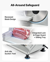 Meat Slicer, 6.7″ Electric Deli Slicer Machine with 2 SUS420 Blades, 0-0.6 Inch