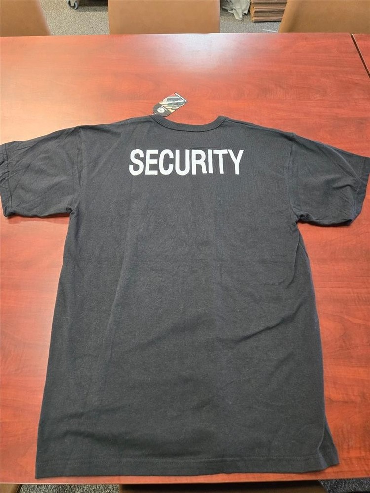 .= Rothco Men’s Security T-Shirt XL Black 2-Sided Cotton Poly Blend Short Sleeve