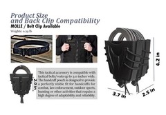 Molle Handcuff Pouch, Cuff Case for Duty Belt Vest, Fit Standard, 2 Cuffs